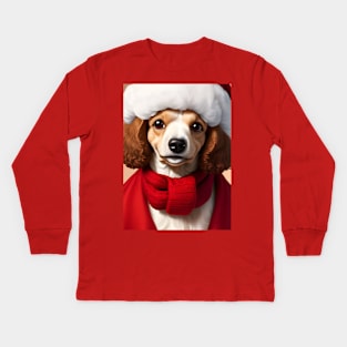 Lovely Christmas French Poodle Art Kids Long Sleeve T-Shirt